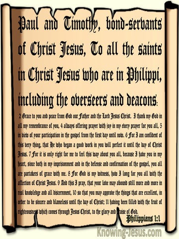 Philippians 1:1 Paul And Timothy Bondservants Of Christs To The Saints At Philippi (beige)